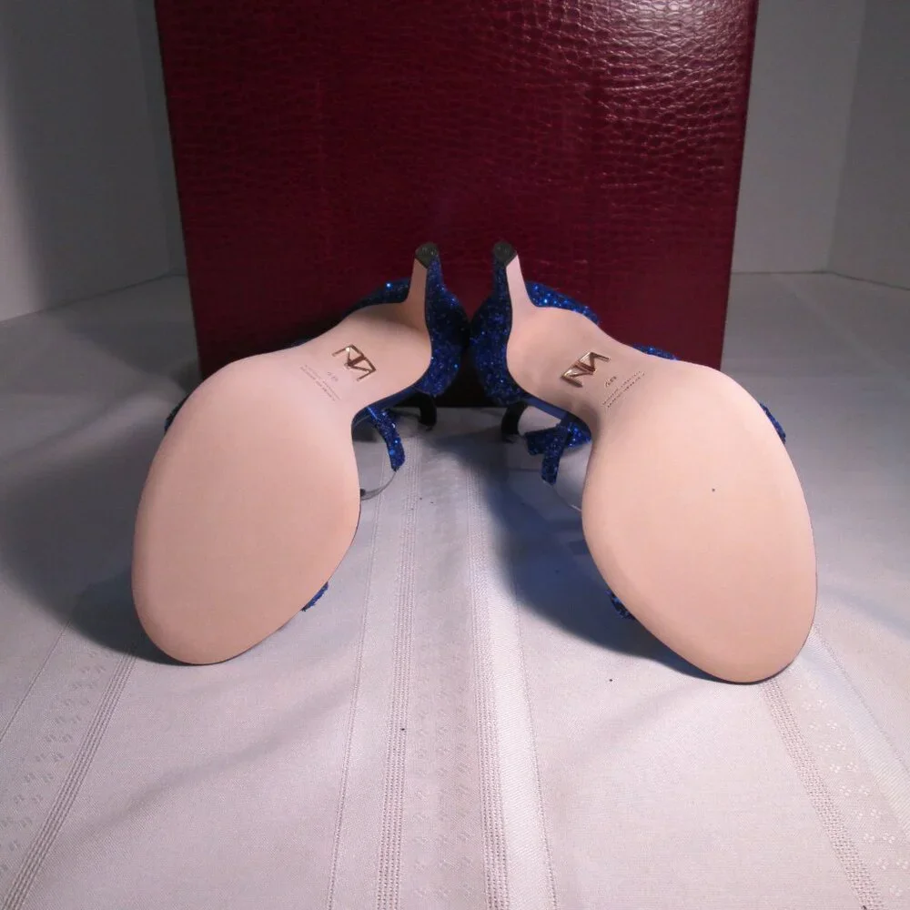 Tamara Mellon Frontline Glitter Heels Cobalt Blue Sz 40 NIB ✨ - Picture 11 of 13